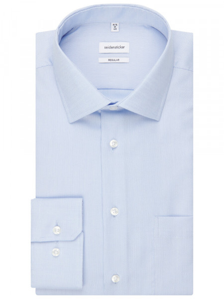 SEIDENSTICKER Regular Fit Hemd Hellblau Business Kent Struktur - Ansicht 4
