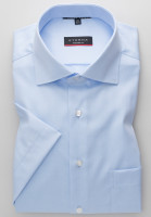 Camicia Eterna MODERN FIT TWILL azzurro con Kent classico collar in taglio moderno