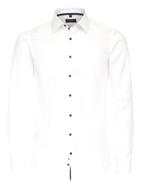 Camisa Redmond SLIM FIT ESTRUCTURA blanco con cuello Kent de corte estrecho