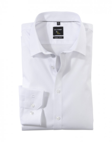 Chemise OLYMP No. Six super slim UNI POPELINE blanc avec col Urban Kent en coupe super étroite