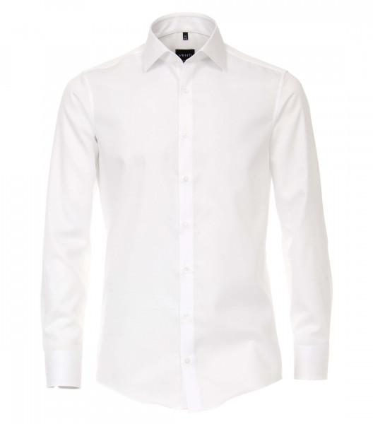 Camisa Venti MODERN FIT UNI POPELINE blanco con cuello Kent de corte moderno