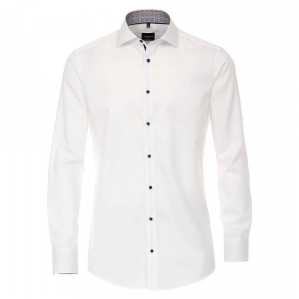 Camisa Venti MODERN FIT TWILL blanco con cuello Seccionado de corte moderno