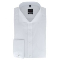 Camisa OLYMP Level Five body fit UNI POPELINE blanco con cuello Seccionado de corte estrecho