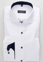 Camicia Eterna COMFORT FIT TWILL bianco con Spaccato  collar in taglio classico