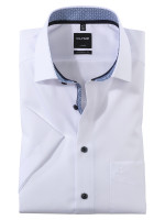 Camicia OLYMP MODERN FIT UNI POPELINE bianco con Global Kent collar in taglio moderno
