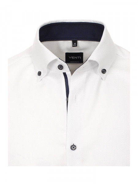 VENTI Regular Fit Hemd Weiß Button-Down Dobby - Ansicht 1