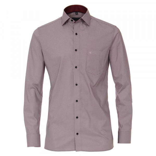CASAMODA Hemd MODERN FIT PRINT dunkelrot mit Kent Kragen in moderner Schnittform