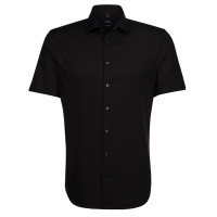 Chemise Seidensticker SHAPED UNI POPELINE noir avec col Business Kent en coupe moderne