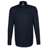 Seidensticker SHAPED shirt STRUCTURE dark blue with Business Kent collar in modern cut