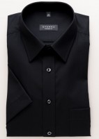 Camisa Eterna COMFORT FIT UNI POPELINE negro con cuello Kent de corte clásico