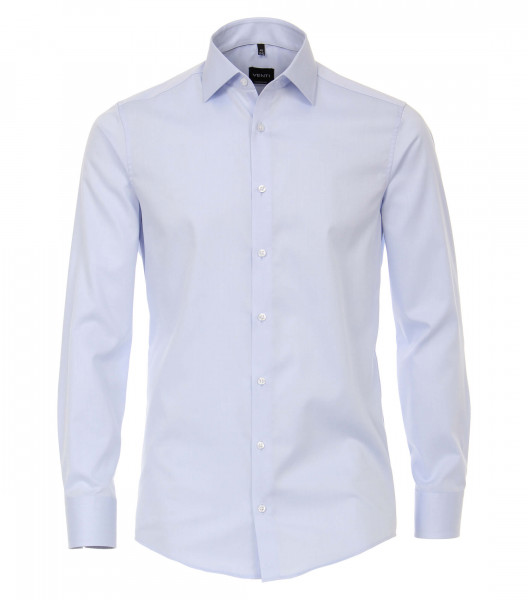 Camisa Venti MODERN FIT UNI POPELINE azul claro con cuello Kent de corte moderno