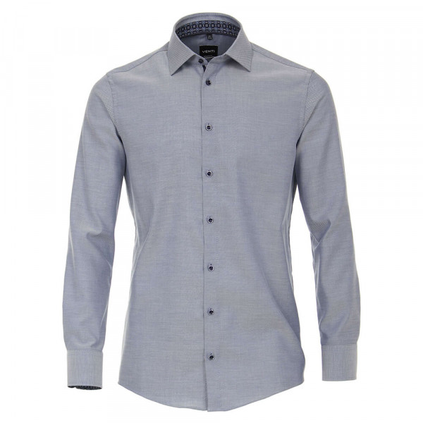Venti Hemd MODERN FIT STRUKTUR mittelblau mit Kent Kragen in moderner Schnittform