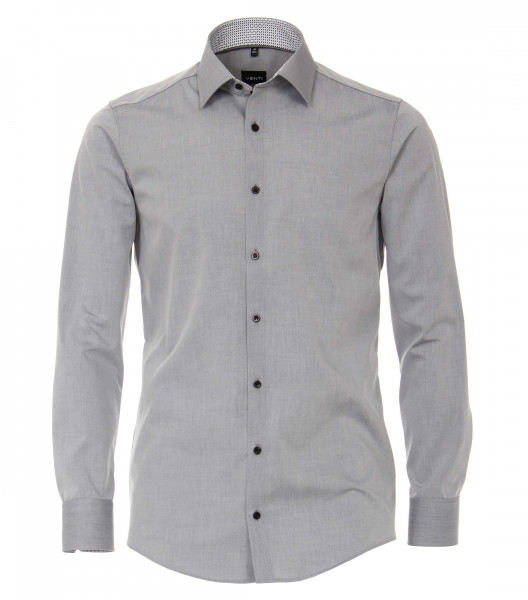 Venti Hemd MODERN FIT UNI POPELINE grau mit Kent Kragen in moderner Schnittform