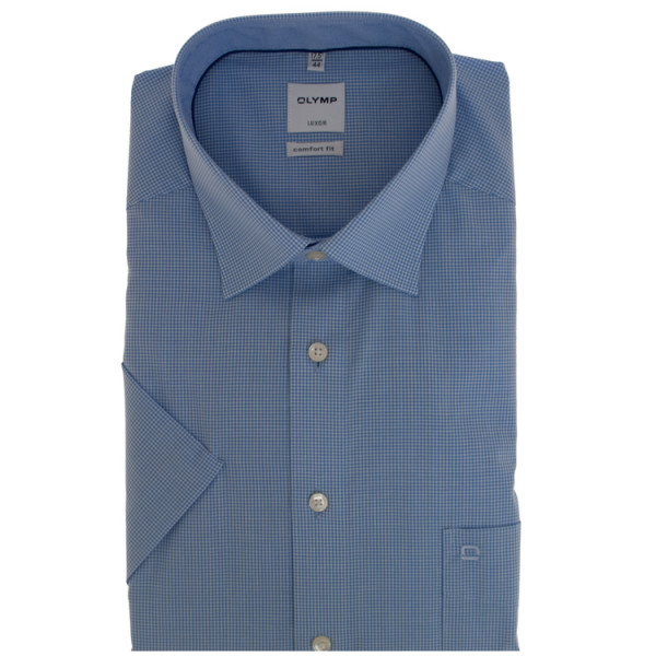 Camicia OLYMP Luxor comfort fit OFFICE azzurro con Nuovo Kent collar in taglio classico