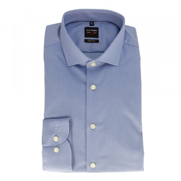 Camicia OLYMP Level Five body fit TWILL azzurro con Royal Kent collar in taglio stretto