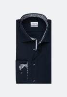 Seidensticker Hemd TAILORED UNI POPELINE dunkelblau mit Business Kent Kragen in schmaler Schnittform