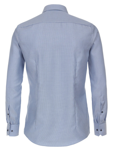 VENTI Regular Fit Hemd Mittelblau Kent Struktur