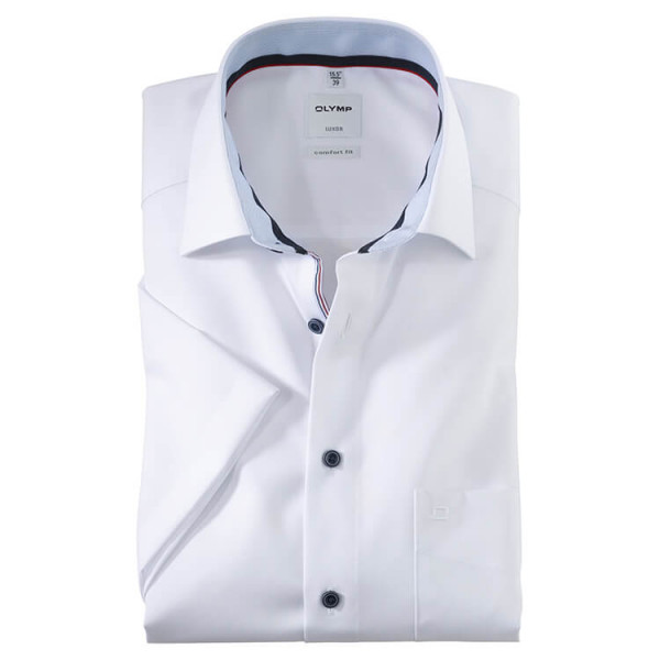OLYMP Luxor comfort fit Hemd UNI POPELINE weiss mit New Kent Kragen in klassischer Schnittform