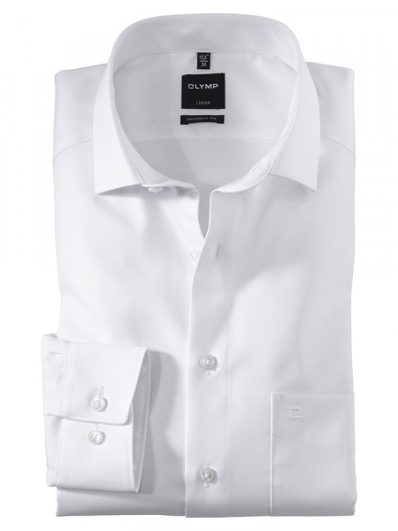 Camicia OLYMP MODERN FIT TWILL bianco con Global Kent collar in taglio moderno