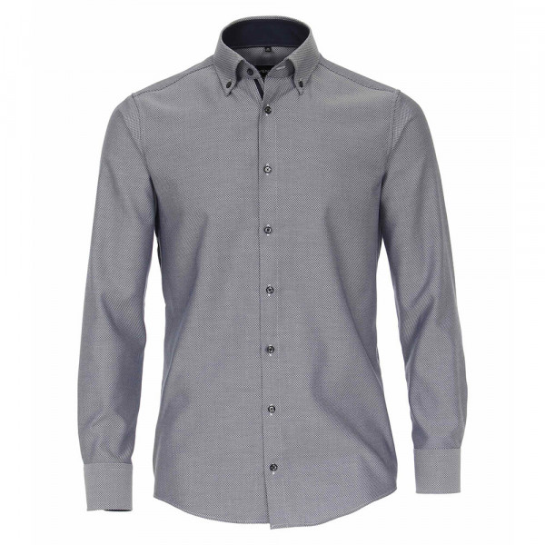 Chemise Venti MODERN FIT STRUCTURE bleu moyen avec col Button Down en coupe moderne