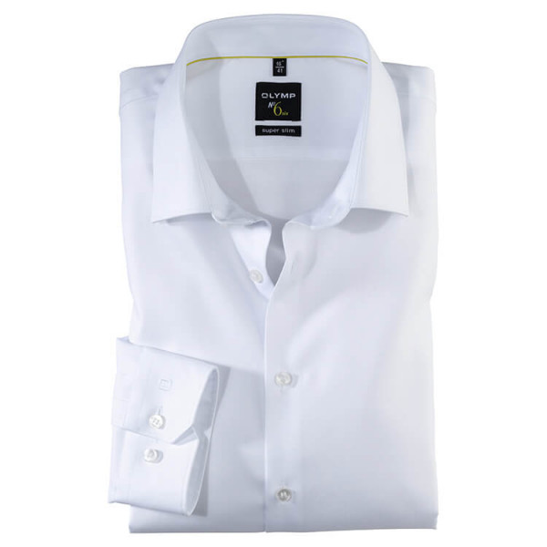 OLYMP No. Six super slim overhemd TWILL wit met Urban Kentkraag in super smalle snit
