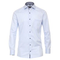 Camisa CASAMODA MODERN FIT TWILL azul claro con cuello Kent de corte moderno