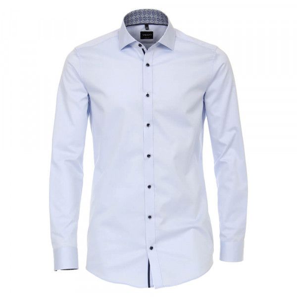 Camicia Venti BODY FIT TWILL azzurro con Spaccato collar in taglio stretto