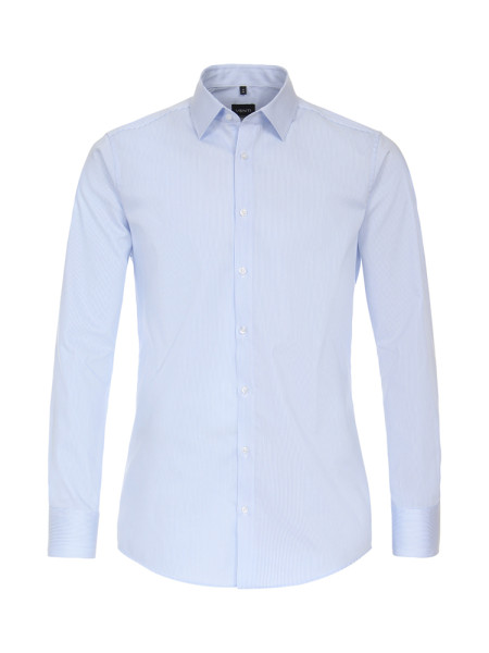 Camisa Venti MODERN FIT UNI POPELINE azul claro con cuello Kent de corte moderno