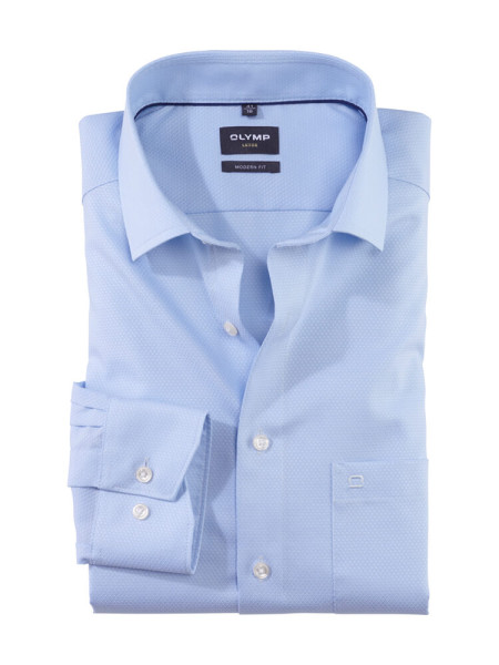 Olymp shirt MODERN FIT FAUX UNI light blue with Global Kent collar in modern cut