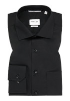 Eterna overhemd MODERN FIT UNI POPELINE zwart met Kentkraag in moderne snit