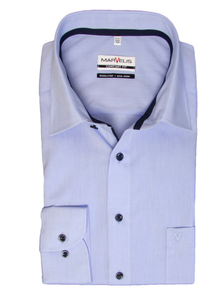 Marvelis Hemd COMFORT FIT UNI POPELINE hellblau mit New Kent Kragen in klassischer Schnittform
