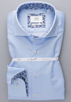 Camicia Eterna SLIM FIT TWILL azzurro con Spaccato  collar in taglio stretto