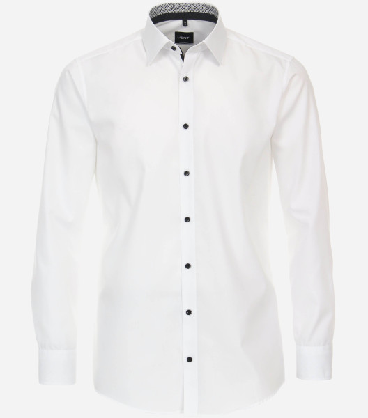 Camisa Venti MODERN FIT UNI POPELINE blanco con cuello Kent de corte moderno