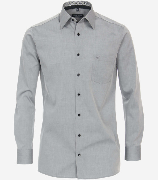 CasaModa shirt COMFORT FIT UNI POPELINE grey with Kent collar in classic cut