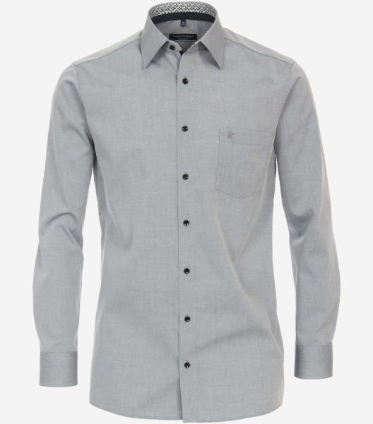 Camisa CasaModa COMFORT FIT UNI POPELINE gris con cuello Kent de corte clásico