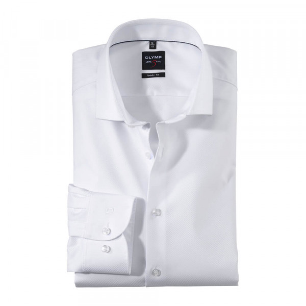 Camisa OLYMP Level Five body fit TWILL blanco con cuello Royal Kent de corte estrecho