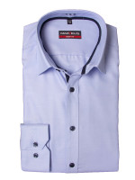 Camicia Marvelis BODY FIT TWILL azzurro con New York Kent collar in taglio stretto