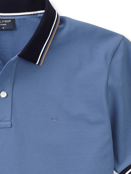 OLYMP Poloshirt Rauchblau Piqué