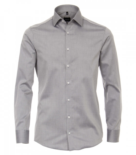 Camisa Venti MODERN FIT UNI POPELINE gris con cuello Kent de corte moderno