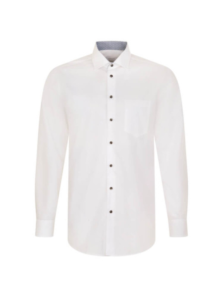 Camicia Seidensticker MODERN UNI POPELINE bianco con Business Kent collar in taglio moderno
