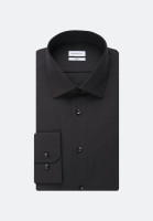 Seidensticker Hemd SLIM FIT UNI POPELINE schwarz mit Business Kent Kragen in schmaler Schnittform