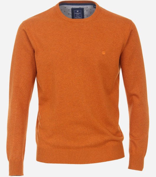 Redmond Pullover REGULAR FIT STRICK orange mit Rundhals Kragen in klassischer Schnittform