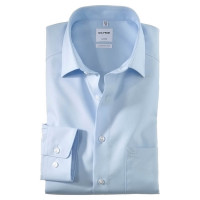 Camisa OLYMP Luxor comfort fit UNI POPELINE azul claro con cuello Nuevo Kent de corte clásico