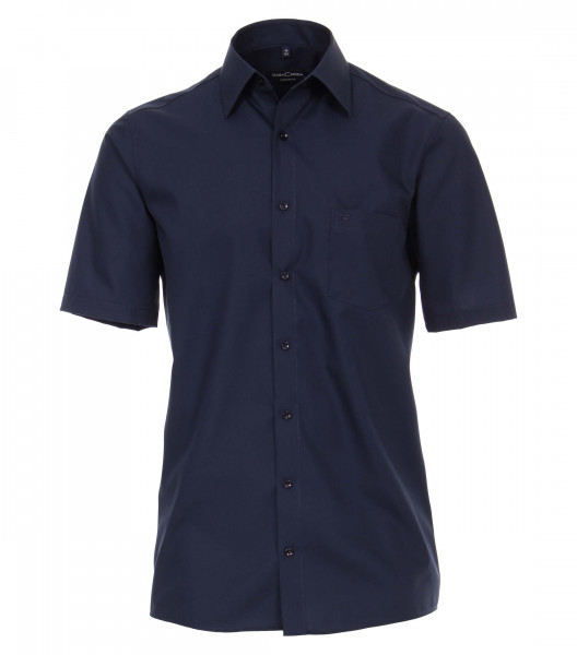 Camicia CASAMODA COMFORT FIT UNI POPELINE blu scuro con Kent collar in taglio classico