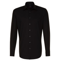 Seidensticker REGULAR shirt UNI POPELINE black with Business Kent collar in modern cut