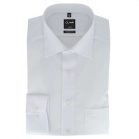 Chemise OLYMP Luxor modern fit UNI POPELINE blanc avec col Nouveau Kent en coupe moderne