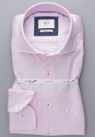 Chemise Eterna MODERN FIT TWILL rose avec col Italien en coupe moderne