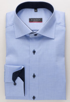 Eterna shirt MODERN FIT FINE OXFORD medium blue with Classic Kent collar in modern cut