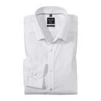 Camicia OLYMP No. Six super slim UNI POPELINE bianco con Under Button Down collar in taglio super stretta