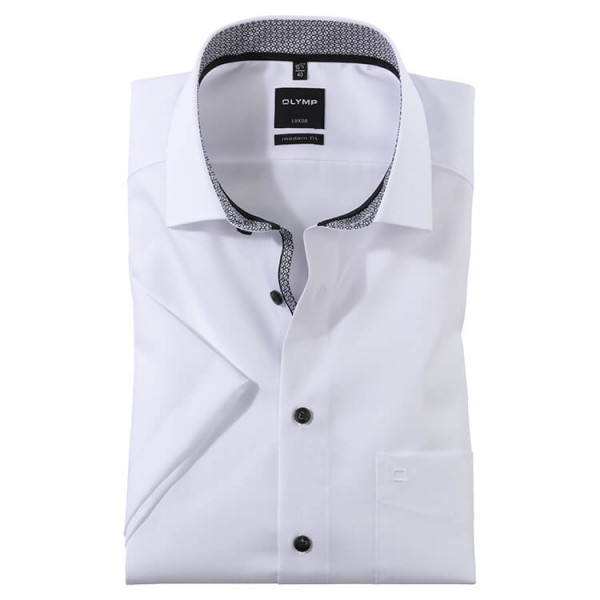OLYMP Luxor modern fit shirt UNI POPELINE white with Global Kent collar in modern cut